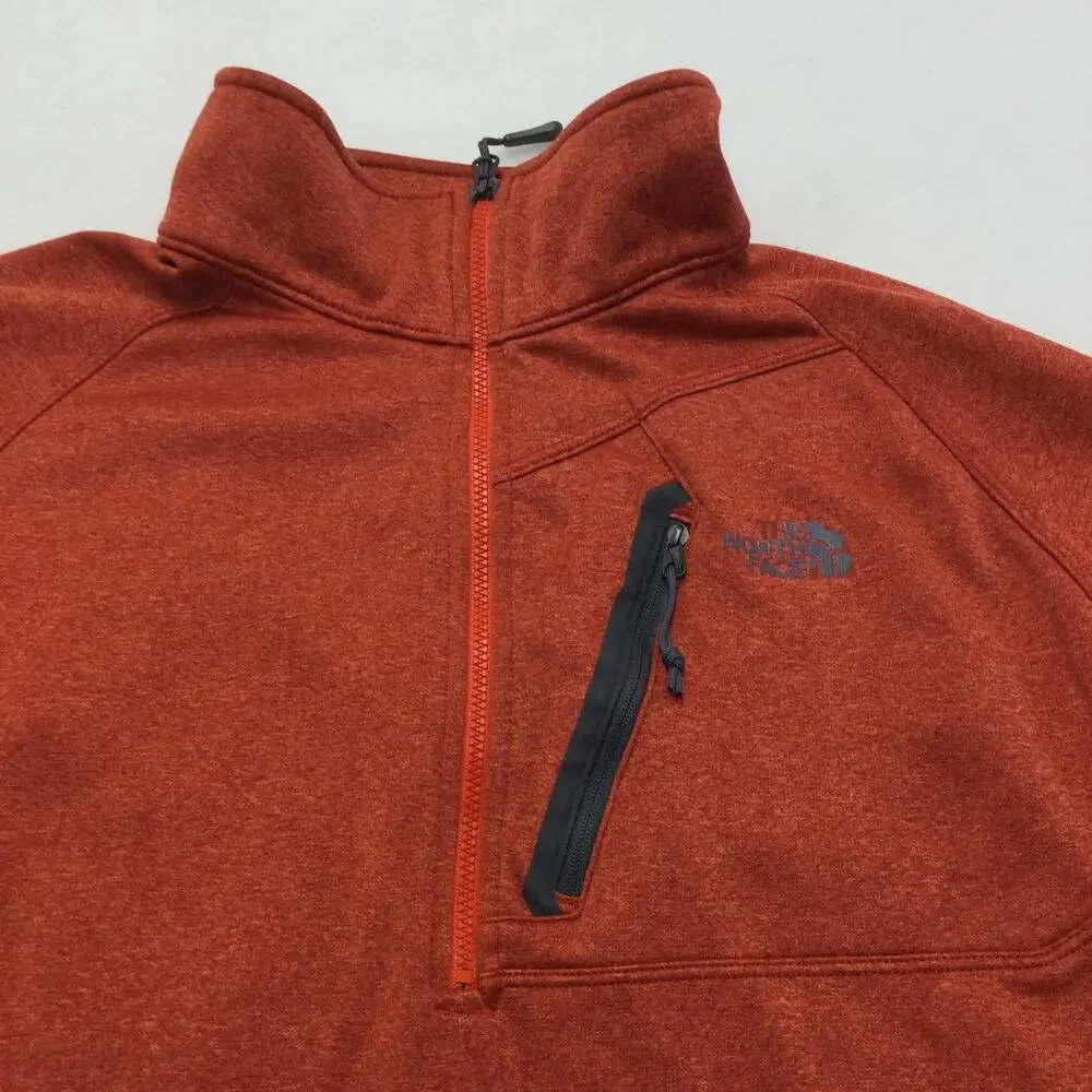 The North Face Pullover Mens Large Orange Fleece 1/4 Zip Chest Pocket Hiking